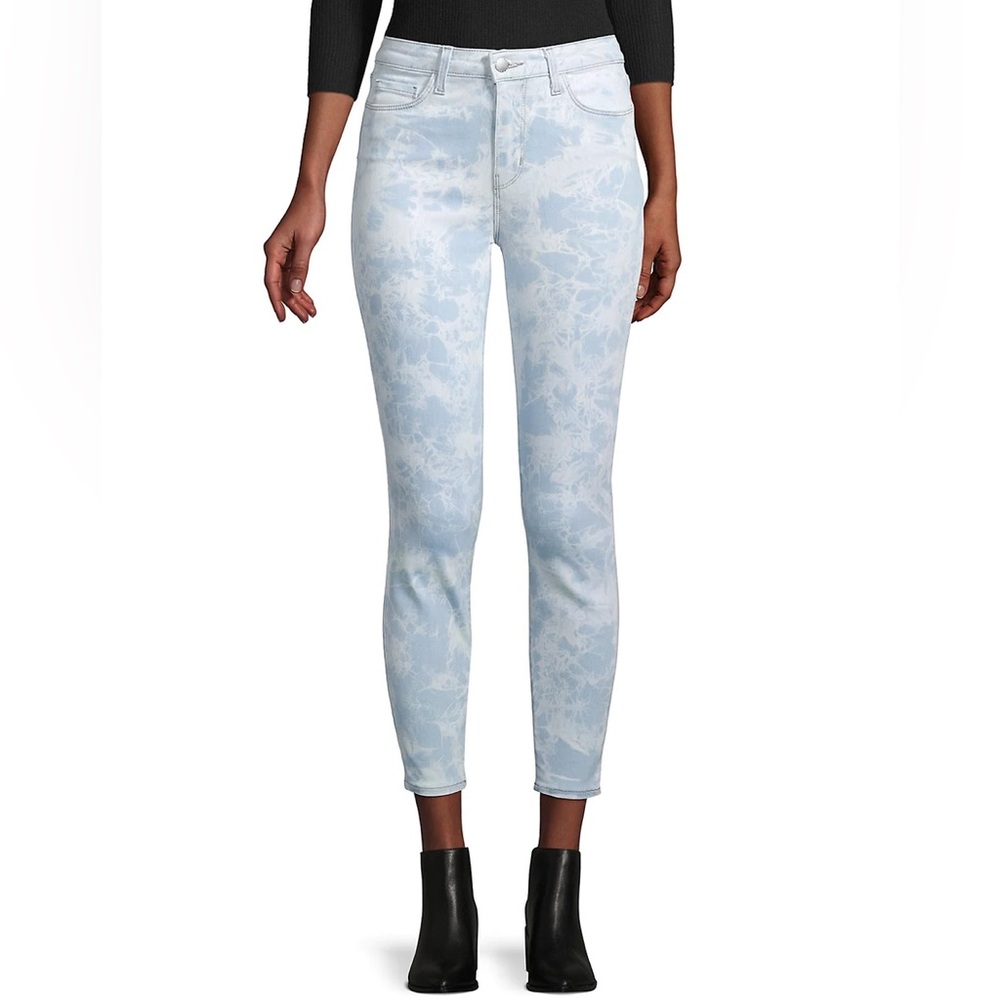 L'AGENCE TIE DYE DISTRESSED CROPPED SKINNY JEANS BLUE AND WHITE 27 #92